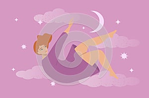 Vector illustration in flat style on the theme of dreams, daydreams, fantasies. photo